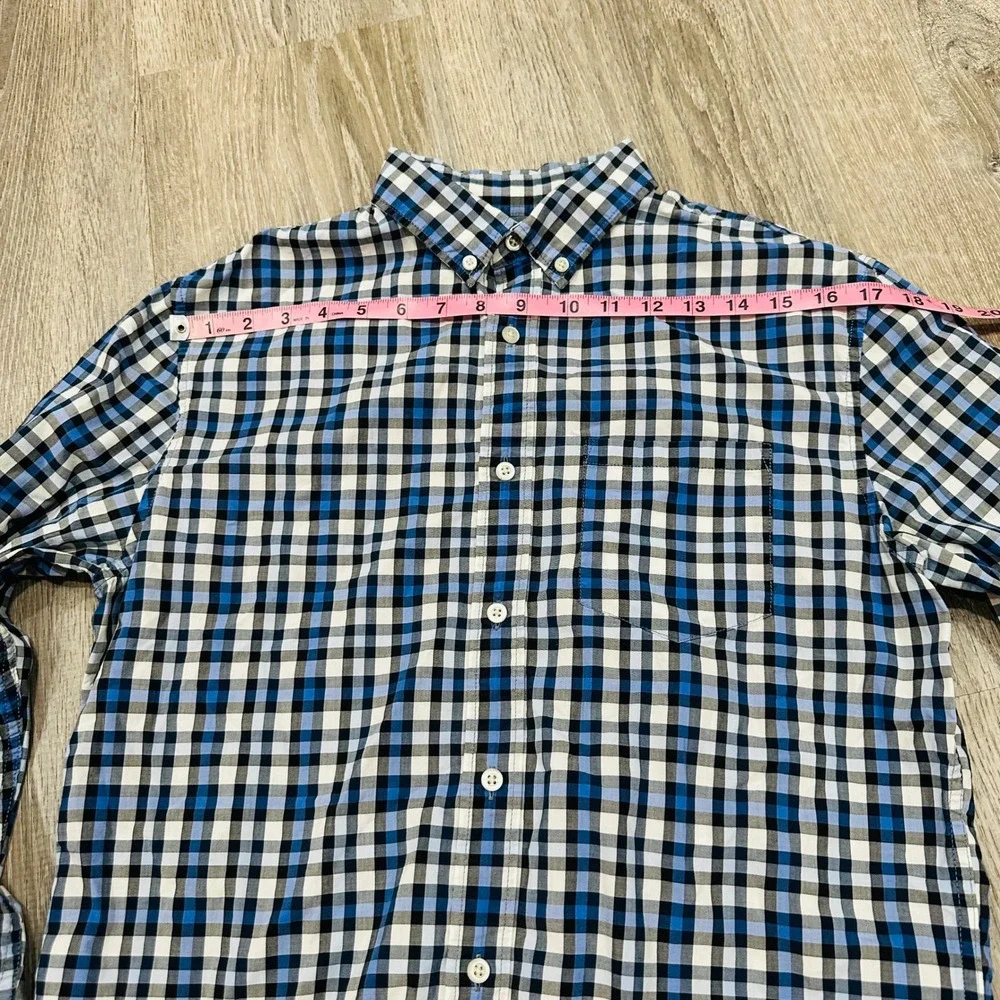 Banana Republic Shirt  Mens Medium Grant Fit Blue White Custom Gingham‎ Shirt